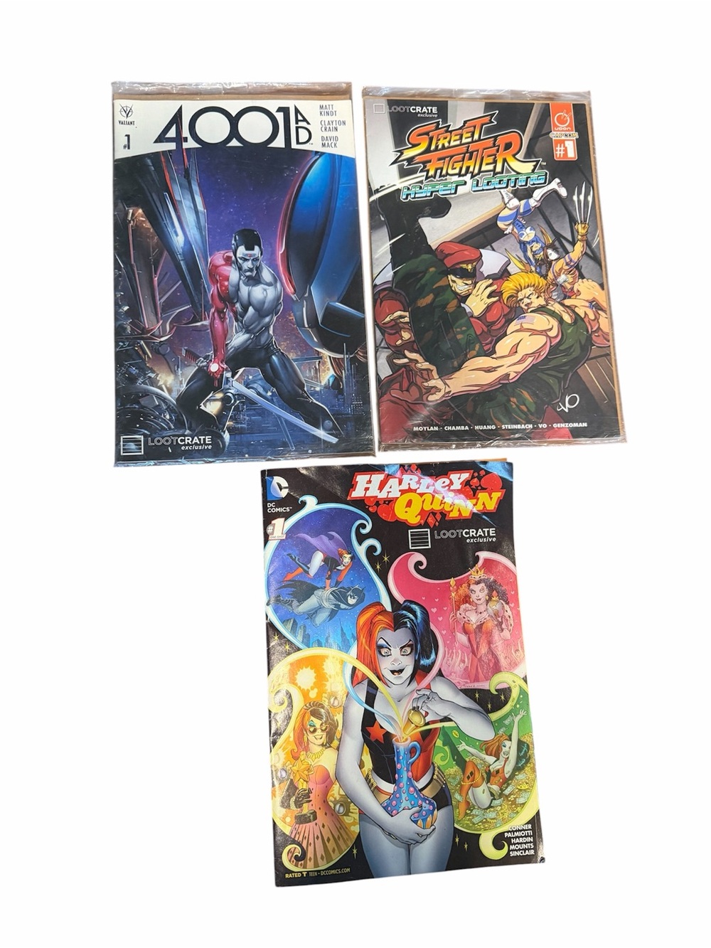 Loot Crate Comic Book Lot - 4001AD, Street Fighter Hyper Looting and Harley Quin